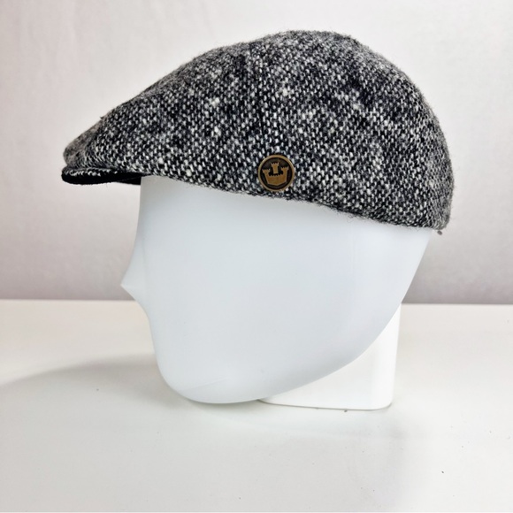 Goorin Brothers Wool Flat Cap Speckled Black and White Charcoal Tweed Size L - Picture 4 of 11